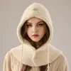 Pasamontañas de Gran Circunferencia de Cabeza para Mujer, Bufanda de Cuello con Capucha de Punto Nueva para Otoño e Invierno, Protección Auditiva Cálida Integrada, Gorro de Lana