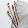 Cuchara de Postre de Madera 20 cm Cuchara Larga Cuchara para Mezclar Miel Larga Mango Largo Palo para Remover Café Cuchara Pequeña Cuchara