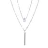 Collar nuevo transfronterizo de doble capa para mujer estilo ins creativo europeo y americano simple colgante cuadrado apilado cadena clavicular al por mayor