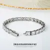 Pulseira de Corrente Tennis Quadrada de Zircônia Estilo Hip-Hop Popular Transfronteiriça, Deslumbrante e Não Desbota, Joia Completa de Diamante em Aço Titânio