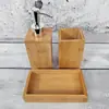 Venda Direta da Fábrica Conjunto de Higiene Pessoal de Bambu, Escova de Dentes, Copo para Enxaguante Bucal, Conjunto de Três Peças, Venda por Atacado de Artigos de Higiene para Casa e Hotel