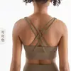 Top de yoga transfronteiriço com design de costas cruzadas, sutiã esportivo à prova de choque e com suporte, top fitness