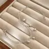 Pulsera Fresca y Sencilla de Lirio del Valle con Borla, Plata de Ley 925, Joyería Fina de Lujo Ligero para Mujer Doble Capa de Plata Lisa Venta al por Mayor