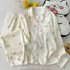 QSM-Y3675# Folhas Cinzas Nuvem Múltipla Algodão Lapela Série Longa Dupla [Tamanho L XXL]
