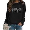 Suéter de gola redonda com estampa de quatro ervas daninhas e flores silvestres para comércio exterior transfronteiriço, top feminino, tamanho europeu, plus size, solto
