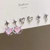 Brincos de borboleta de diamante rosa doce e legal Conjunto de seis peças Novo Design Sense Temperamento de verão Nicho High-end Sense 2024 Brincos
