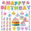 Novo Estilo Transfronteiriço Tema Pão Squishy Bolo Espiral Arco-Íris Toppers Balões Conjunto de Arranjo para Decoração de Festa