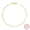 Plata de Ley S925 Cadena de Frijol Correa Apilada Pulsera Versátil Cuentas Doradas Ins Japonesas y Coreanas Diseño Exquisito de Nicho Joyería de Mano de Alta Gama