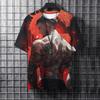 Verão Moda Masculina Camiseta Cool Tatuagem Samurai Casual Estampa 3D Hip Hop Gola Careca Camiseta Top