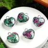Piedra Natural Amatista Lapislázuli Lapislázuli 15 mm Colgante Borde de Amor Collar de Bricolaje Pendientes Accesorios de Joyería en Forma de Corazón