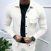 Jaqueta slim de cor sólida, abotoamento simples, europeia e americana, casual, de outono, com lapela de sarja pesada e manga comprida