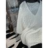 26 Estilo Nuevo de Principios de Primavera Estilo Francés Ambiente Perezoso Mezcla de Lana de Alpaca Ultra Fina Jacquard Manga Corta Cuello Camisa Tejido