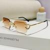 Nuevas Gafas de Sol Diamantadas Sin Marco 2025 para Mujer, Moda de Pasarela Transfronteriza Europea y Americana de Gama Alta, Gafas de Sol Metálicas T-Stage