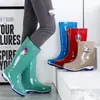 Botas de Lluvia para Mujer, Botas de Agua de Caña Alta para Mujer, Botas de Lluvia para Mujer con Forro de Lana, Zapatos de Agua Largos Engrosados, Impermeables, Antideslizantes, Resistentes a la Lluvia