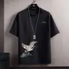 2026 Nueva Verano Seda de Hielo Delgado Manga Corta Hombre Versátil Holgado Tendencia Camiseta Nueva Chinoiserie Cuello Redondo Manga Corta Hombre
