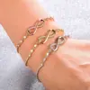 Pulsera Cruzada Geométrica de Bucle Infinito Figura de Ocho Europea y Americana para Mujer, Joyería de Pulsera Ajustable Deslizante Simple y de Moda con Cristal