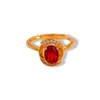 Anillo Abierto de Zirconia Roja Ovalada Electrochapado en Oro Real de 24 Quilates Anillo Transfronterizo Europeo y Americano Lujo Accesible Joyería de Alta Gama
