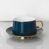 Comércio exterior mais vendido conjunto de xícara e pires para café de porcelana de osso europeia logotipo personalizado comercial chá da tarde xícara e pires de café dourados