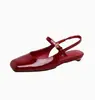 Versão em Couro de Vaca ~ Sandálias Mary Jane Francesas Baotou para Mulheres, Tiras Versáteis com Fivela de Uma Linha, Sapatos Baixos com Solado Baixo para Roupas de Trabalho