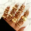 Conjunto de Anillos de Moda Más Vendido Transfronterizo, Anillo Metálico Personalizado de Moda, Apertura Irregular, Conjunto Simple de Varias Piezas