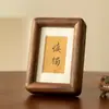 Mini porta-retrato caligrafia chinesa madeira maciça nogueira mesa impressão montagem pintura diy ornamentos criativos de mesa