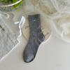 Calcetines para Mujer Primavera y Verano Lazo de Cuero Japonés Combinable Dulce Malla Transpirable Algodón Sin Costuras Apilados