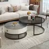 Mesa de centro estilo italiano para sala de estar, uso doméstico, mesa de té moderna minimalista para apartamento pequeño, mesa de centro redonda de vidrio de lujo ligero de moda
