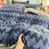 Conjunto de Cama de Veludo de Leite Espesso de Inverno Quatro Peças Novo Conjunto de Três Peças de Lençol com Capa de Edredom de Coral Fleece Flanela Roupa de Cama