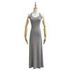 Vestido Halter Sem Costas Estilo Zhao Silu Primavera e Verão 2024 Yujie Casual Solto Acima do Joelho Temperamento Vestido Longo para Mulheres