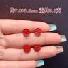 Pulsera Accesorio de Flor Pequeña de Arena Roja de Alto Contenido Natural, Trébol de Cuatro Hojas, Adorno Propicio y Cumplidor de Deseos, Fortuna en la Mano, Cinabrio
