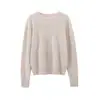 Rainbow SouffleNuvem escovada~Simples confortável malha de seda e cashmere gola redonda feminina 26 Suéter Outono Inverno