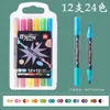 Marcador de Pluma de Brillo de Doble Punta Deli Hm292 Caja de PP Barril Redondo Color Opaco Bolígrafo de Dibujo Artístico para Estudiantes Bolígrafo de Dibujo con Brillo Fino
