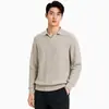 Suéter de punto polo para hombre estilo Old Money, casual y sofisticado, con cuello de gaviota y manga larga, adecuado para primavera y otoño