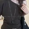 Colar Longo Estilo Coreano Elegante com Coração de Bolinhas e Laço Feminino Nicho Elegante Corrente para Clavícula Acessórios Versáteis Elegantes