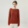 Nuevo suéter de cachemir reversible de color sólido versátil 75% cachemir 25% seda de morera tejido de punto con cuello redondo para mujer, holgado y suave