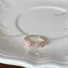 Anel Delicado de Zircônia Borboleta Pó de Bambu Diamante Pérola Feminino Luxo Leve Nicho Alta Qualidade Anel de Dedo Aberto Joia