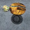 Oferta Especial Suministro de Fábrica Nogal Sudamericano Madera Maciza Resina Epoxi Estilo Río Artesanía Mesa Redonda Pequeña Mesa de Café