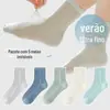 Meias Infantis Populares de Verão, Frescas, Finas, Macias, Confortáveis, Delicadas, Respiráveis, Secas, Não Abafam, Meias de Malha Meia-Panturrilha para Vendas Transfronteiriças