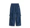 Pantalones Casuales Rojos de Pierna Ancha Estilo Retro Americano para Mujeres y Hombres, Pantalones de Paracaidista Plisados Perezosos y Relajados de Verano, Pantalones Fluidos Largos hasta el Suelo