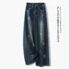 Jeans anchos de estilo vintage francés con bordado floral, de cintura alta, estilo casual, pantalones rectos de pierna ancha que estilizan y favorecen
