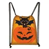2026 Nuevo Gato Negro de Halloween Bolsa Portátil con Cordón para Estudiantes Tutoría Bolsa de Almacenamiento para Viajes al Aire Libre de Poliéster Suministro del Fabricante