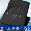 Pantalones Transfronterizos de Seda de Hielo para Hombre Verano Delgados de Secado Rápido Transpirables Pantalones Deportivos Holgados de Pierna Recta Super Ligeros Delgados de Cintura Alta Pantalones de Chándal