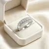 Anéis de Casal Luxuosos com Zircônia Incrustada para Mulheres, Acessórios de Noivado e Casamento, Anéis Brilhantes da Moda do Fabricante