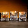 Estilo simple, corto, vaso de whisky versátil para cerveza, cócteles, jugo y bebidas frías, vaso retro con base gruesa