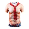 Estilo Nuevo de Verano 3D Europeo y Americano Manga Corta Ropa Formal para Hombre Falso Dos Piezas Estampado Digital Original Creativo Regalo Camiseta