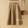 2026 Verão Qualidade Cor Sólida Versátil Elegante Estilo Hepburn Emagrecedor e Estiloso Saia de Comprimento Médio Saia Evasê