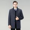 Roupas de Inverno 2025 para Meia-Idade e Idosos, Casaco de Lã Dupla Face para Homens, Gola Alta de Pelo de Vison, Forro de Penugem de Pato Branco, Casaco de Lã para Homens