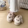 Pantuflas de Felpa con Lazo de Conejo de Dibujos Animados para Mujer 2026 Invierno Dulces Lindas Cálidas para el Hogar de Algodón Estilo Adolescente