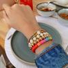 Pulseira de Cerâmica Macia Arco-Íris Estilo Ins para Mulheres, Camadas Múltiplas Empilhadas, Pérolas Naturais, Pulseira Feita à Mão com Contas, Conjunto para Cruzamento Europeu e Americano