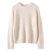 Nueva camiseta base de cachemira para mujer, jersey de cuello redondo, suéter de seda de morera, color liso, simple, cómodo, tejido versátil